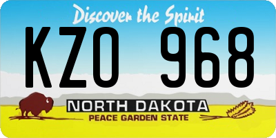 ND license plate KZO968
