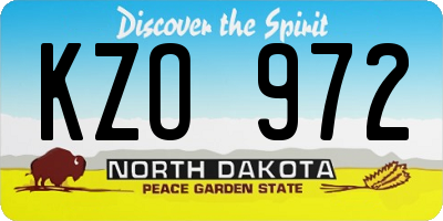 ND license plate KZO972