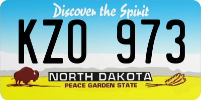 ND license plate KZO973
