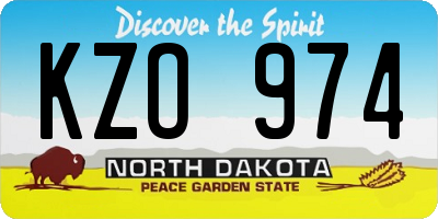 ND license plate KZO974