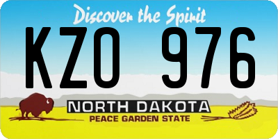 ND license plate KZO976