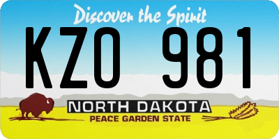 ND license plate KZO981