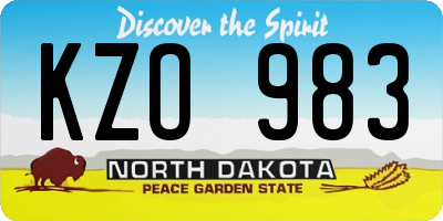 ND license plate KZO983