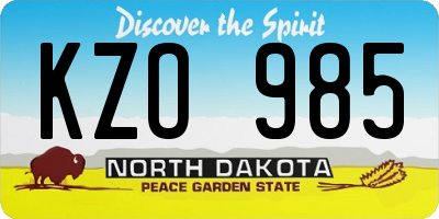 ND license plate KZO985