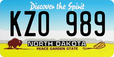 ND license plate KZO989