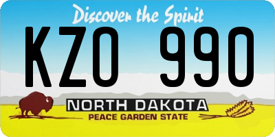 ND license plate KZO990