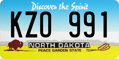 ND license plate KZO991