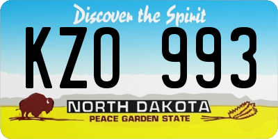 ND license plate KZO993