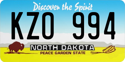 ND license plate KZO994