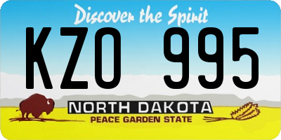 ND license plate KZO995
