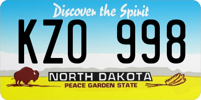 ND license plate KZO998
