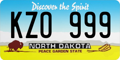 ND license plate KZO999