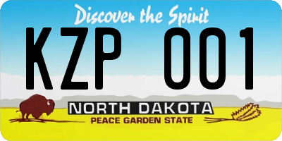 ND license plate KZP001