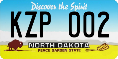ND license plate KZP002
