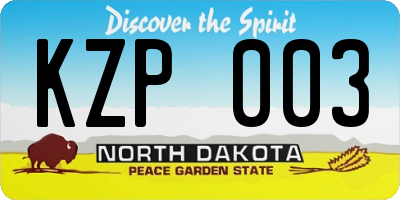 ND license plate KZP003