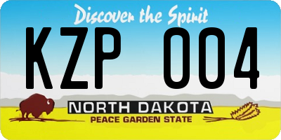 ND license plate KZP004