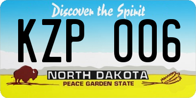 ND license plate KZP006