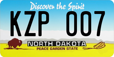 ND license plate KZP007