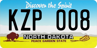 ND license plate KZP008