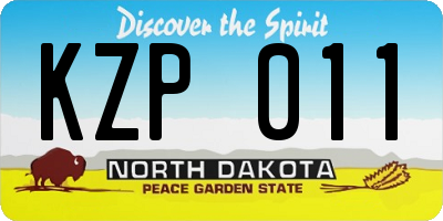 ND license plate KZP011