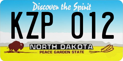 ND license plate KZP012