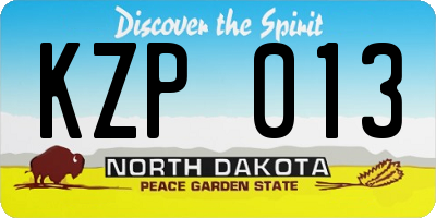 ND license plate KZP013