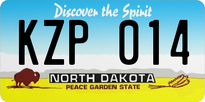 ND license plate KZP014