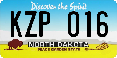 ND license plate KZP016