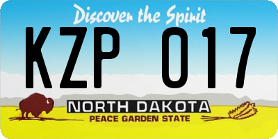 ND license plate KZP017