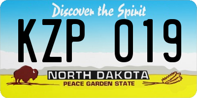 ND license plate KZP019