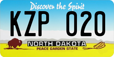ND license plate KZP020