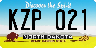 ND license plate KZP021