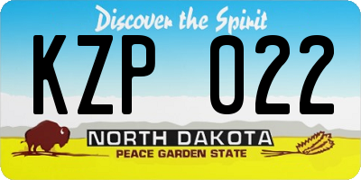 ND license plate KZP022