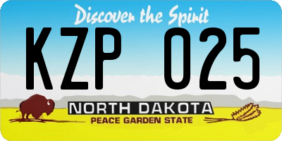 ND license plate KZP025