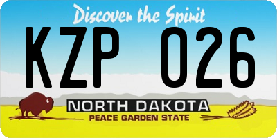 ND license plate KZP026