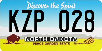 ND license plate KZP028