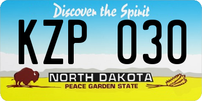 ND license plate KZP030