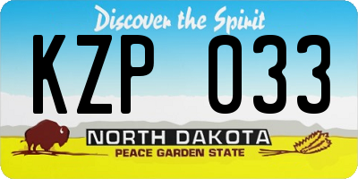 ND license plate KZP033