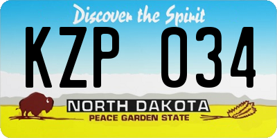 ND license plate KZP034