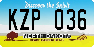 ND license plate KZP036