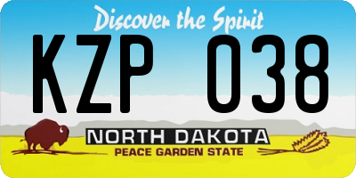 ND license plate KZP038
