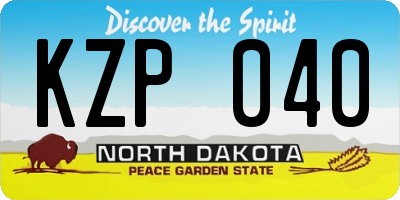 ND license plate KZP040
