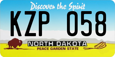 ND license plate KZP058