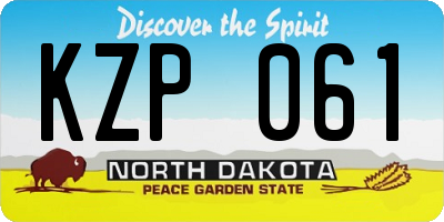 ND license plate KZP061