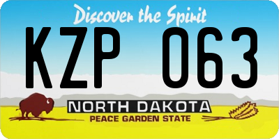 ND license plate KZP063