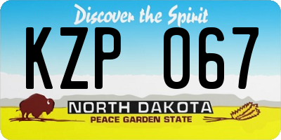 ND license plate KZP067