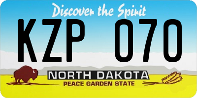 ND license plate KZP070