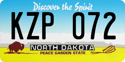 ND license plate KZP072