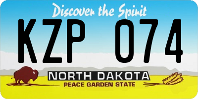 ND license plate KZP074