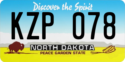 ND license plate KZP078